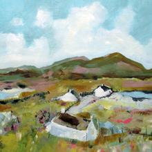 Cottages In The Sun, Isle Of Harris. Oil on Linen, 16 x 16in