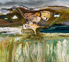 Hunting Short-eared Owl, West Coast of Scotland, Oil on Paper